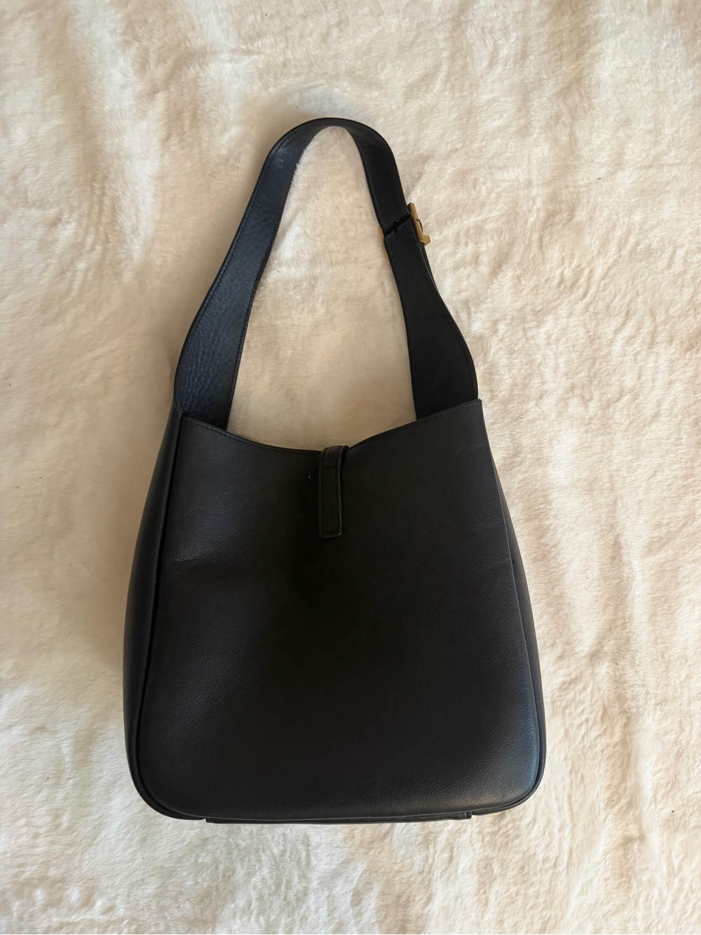 Saint Laurent Black Leather Hobo with Gold YSL Accent - Picture 2 of 5